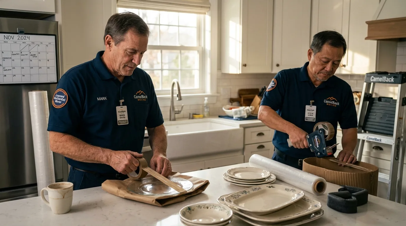 Professional crew packing kitchen dishware in Alhambra, CA